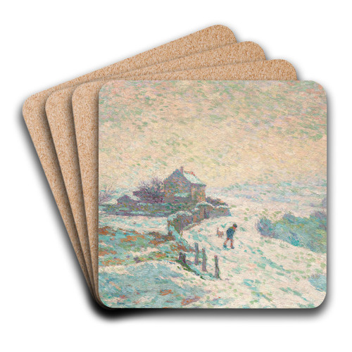 Paysage de neige by Claude Emile Schuffenecker Art Drink Coaster set Paysage de neige by Claude Emile Schuffenecker Art Drink Coaster set