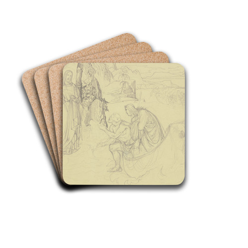 Christus wandelt auf dem Meer by Ferdinand Fellner Drink Coasters - set of 4