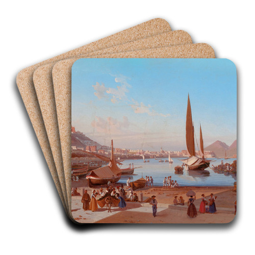 Naples with Vesuvius Beyond by Edward William Cooke Art Drink Coaster set