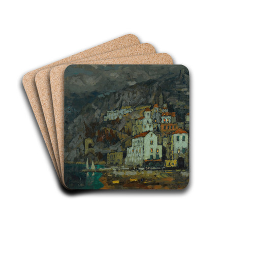 View Of Amalfi by Konstantin Ivanovich Gorbatov Drink Coasters - set of 4