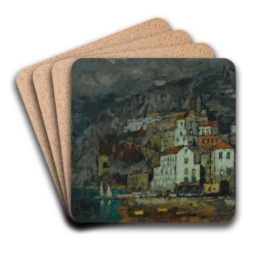View Of Amalfi by Konstantin Ivanovich Gorbatov Art Drink Coaster set