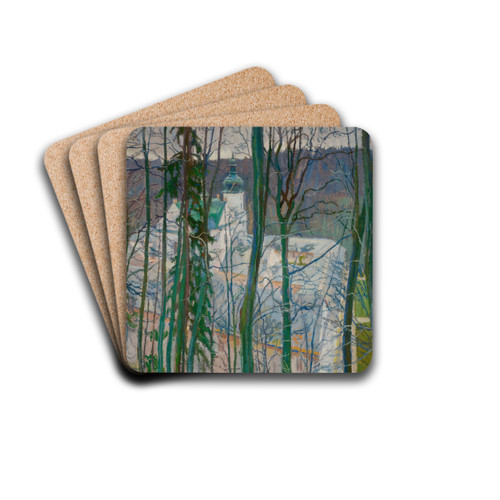 View over the Monastery in Czerna by Stanisaw Kamocki Drink Coasters - set of 4
