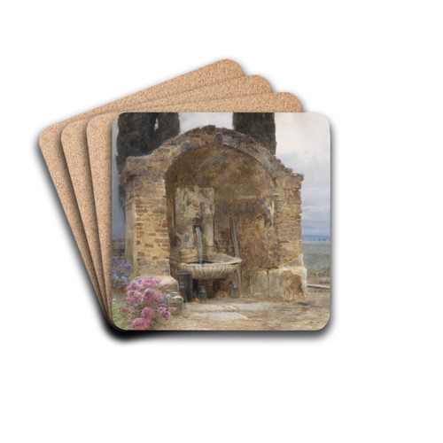 Brunnen in italienischer Landschaft by Ludwig Rsch Drink Coasters - set of 4