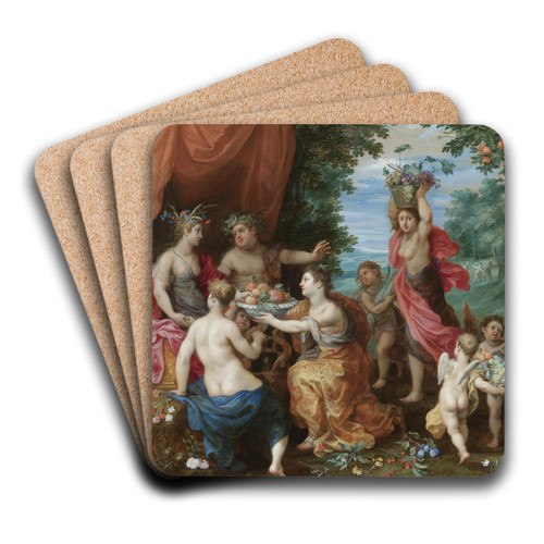 A Bacchanal With Ceres, Bacchus And Venus by Jan Brueghel the Younger Art Drink Coaster set