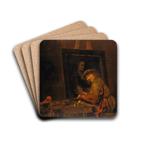 Self-Portrait as Zeuxis Portraying an Ugly Old Woman by Aert de Gelder Drink Coasters - set of 4