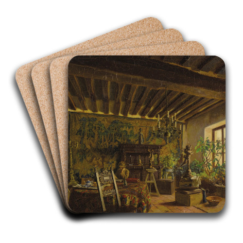 Frederick MacMonnies in his studio by Mary Macmonnies Low Art Drink Coaster set Frederick MacMonnies in his studio by Mary Macmonnies Low Art Drink Coaster set