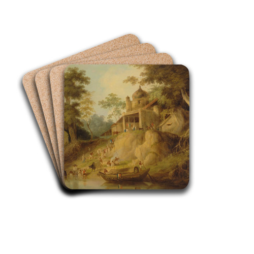 The Banks of the Ganges by William Daniell Drink Coasters - set of 4 The Banks of the Ganges by William Daniell Drink Coasters - set of 4