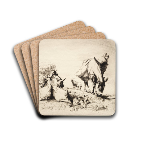 A Roadside in Spain by Henry Keller Drink Coasters - set of 4