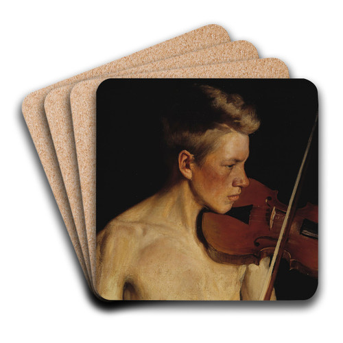 The Violinist by Pekka Halonen Art Drink Coaster set