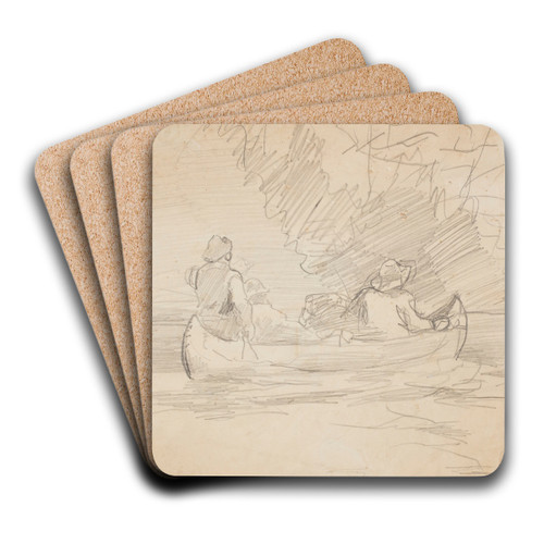 Canoe with Three Men by Winslow Homer Art Drink Coaster set
