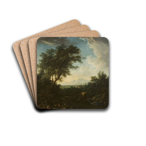 Landscape by Cornelis Huysmans Drink Coasters - set of 4 Landscape by Cornelis Huysmans Drink Coasters - set of 4