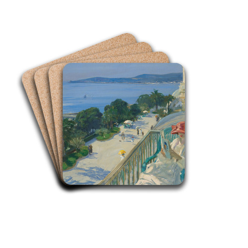 The Terrace, Cap d'Ail by Sir John Lavery Drink Coasters - set of 4 The Terrace, Cap d'Ail by Sir John Lavery Drink Coasters - set of 4
