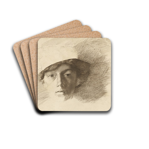Self-Portrait by Charles Samuel Keene Drink Coasters - set of 4
