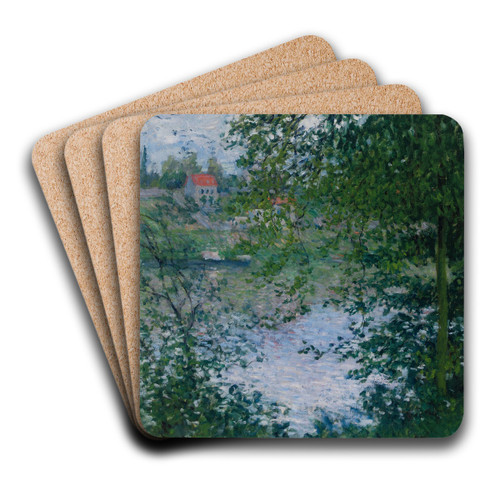 Travers Les Arbres, le De La Grande Jatte by Claude Monet Art Drink Coaster set