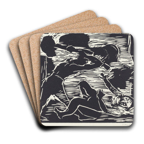 Cain and Abel (Brudermord) by Lovis Corinth Art Drink Coaster set