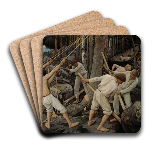 Pioneers In Karelia by Pekka Halonen Art Drink Coaster set