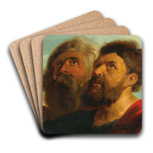 Two Male Heads by Follower of Peter Paul Rubens Art Drink Coaster set