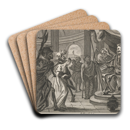 Fable XLVII. The Court of Death by John Wootton Art Drink Coaster set Fable XLVII. The Court of Death by John Wootton Art Drink Coaster set