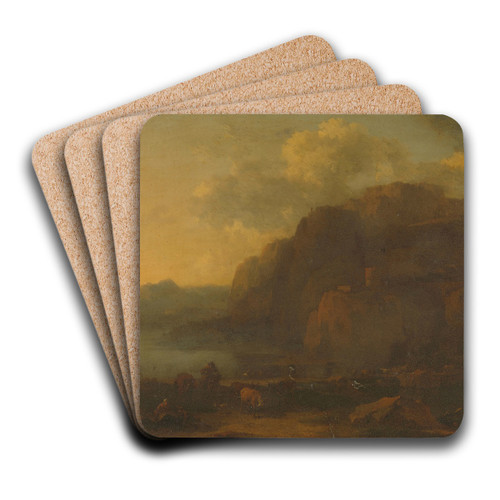 Italian Landscape by Nicolaes Pietersz. Berchem Art Drink Coaster set Italian Landscape by Nicolaes Pietersz. Berchem Art Drink Coaster set