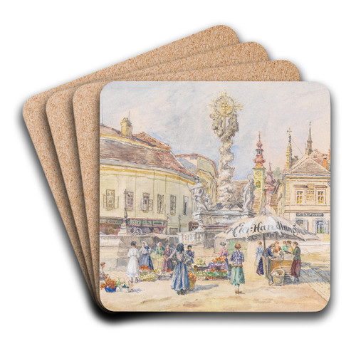 Dreifaltigkeitssule in Mdling by Carl Weiss Art Drink Coaster set
