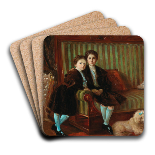 Siblings by Wilhelm Trbner Art Drink Coaster set