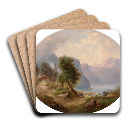 Partie aus dem Salzkammergut by Gustav Barbarini Art Drink Coaster set