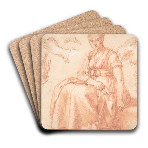 Study of a Seated Woman and Five Studies of Hands by Abraham Bloemaert Art Drink Coaster set