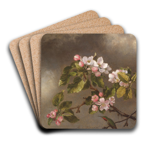 Hummingbird and Apple Blossoms by Martin Johnson Heade Art Drink Coaster set