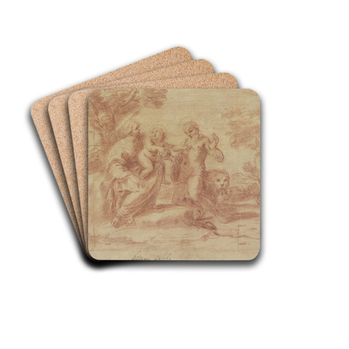 Der Heilige Hieronymus erblickt die Madonna mit dem Jesuskind by Andrea Sacchi Drink Coasters - set of 4