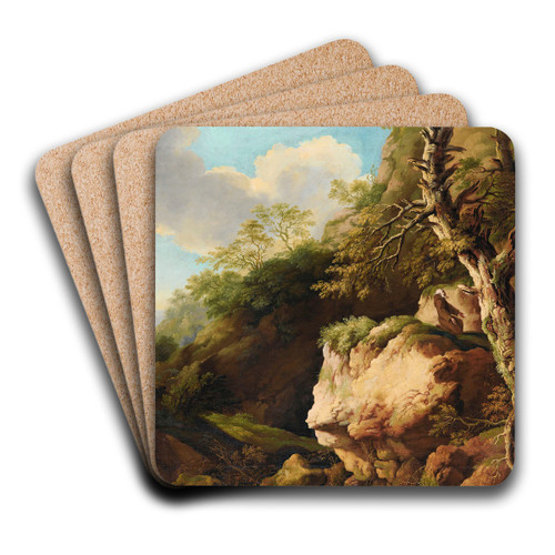 Landscape with a Franciscan monk by Christian Wilhelm Ernst Dietrich Art Drink Coaster set Landscape with a Franciscan monk by Christian Wilhelm Ernst Dietrich Art Drink Coaster set