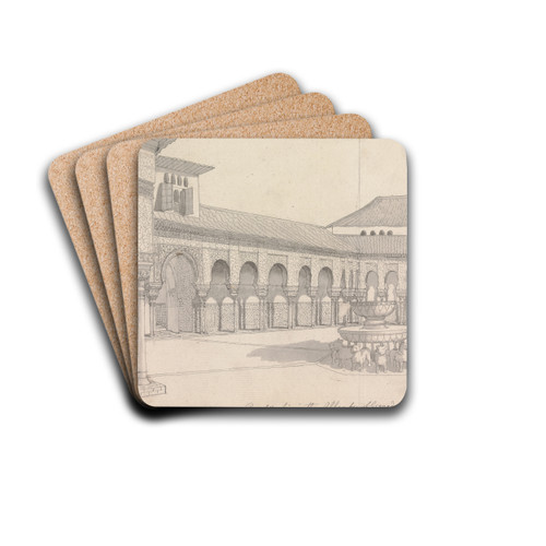 Court of the Lions in the Alhambra of Granada by Henry Swinburne Drink Coasters - set of 4 Court of the Lions in the Alhambra of Granada by Henry Swinburne Drink Coasters - set of 4