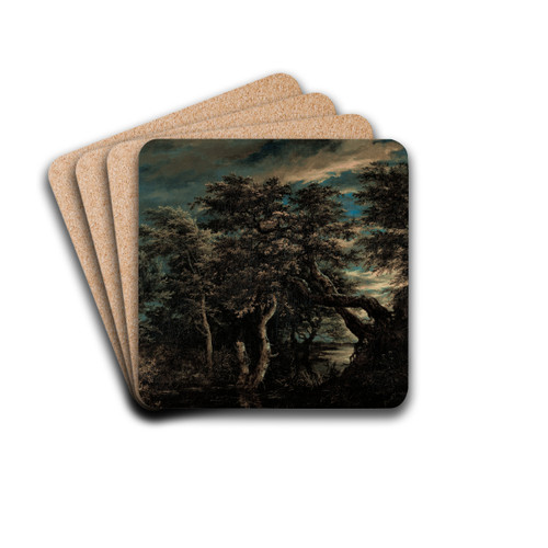 A Marsh in a Forest at Dusk by Jacob van Ruisdael Drink Coasters - set of 4