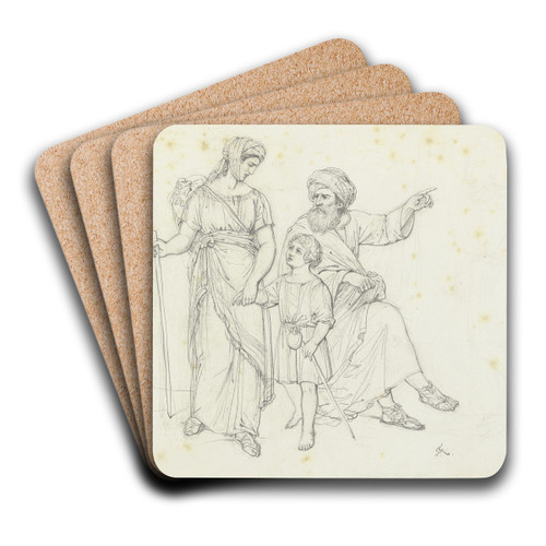 Expulsion of Hagar by Friedrich Mosbrugger  Art Drink Coaster set