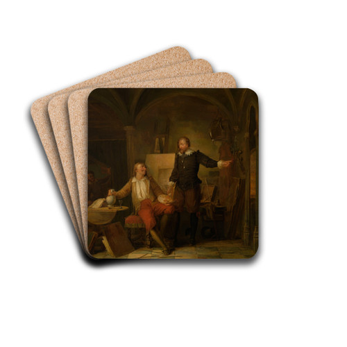 The Studio of the Painter Joos van Craesbeeck by Nicaise De Keyser Drink Coasters - set of 4 The Studio of the Painter Joos van Craesbeeck by Nicaise De Keyser Drink Coasters - set of 4
