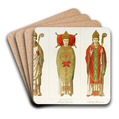 Roman and English Bishops by Augustus Pugin Art Drink Coaster set