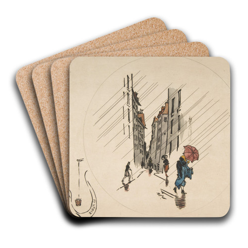 Decoration for a Plate; Rain by Flix Bracquemond Art Drink Coaster set