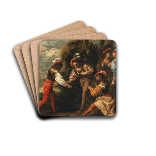 Warriors Playing Morra by Pietro della Vecchia Drink Coasters - set of 4