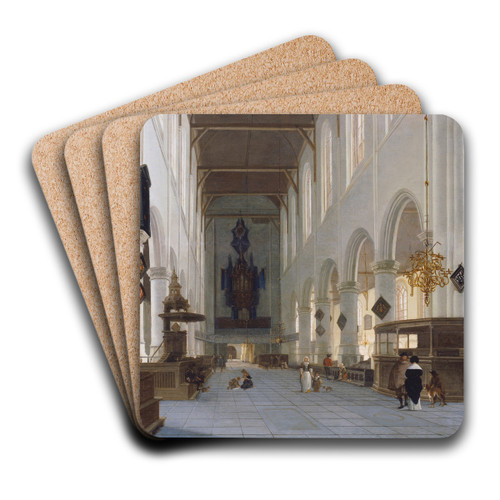 The Interior of the Oude Kerk in Delft by Hendrick Cornelisz. van Vliet Art Drink Coaster set The Interior of the Oude Kerk in Delft by Hendrick Cornelisz. van Vliet Art Drink Coaster set