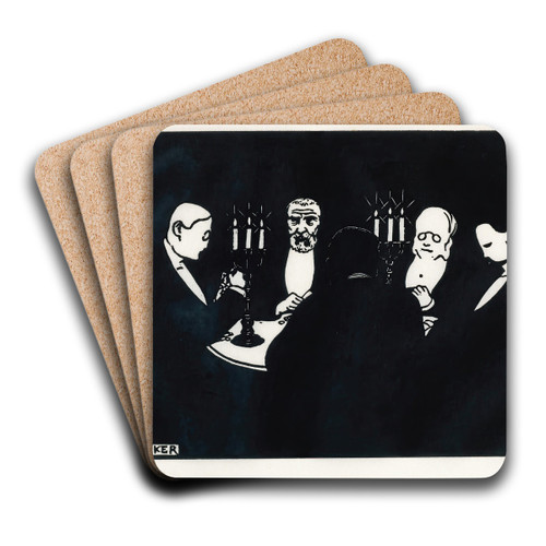 The Pokergame by Flix Vallotton Art Drink Coaster set The Pokergame by Flix Vallotton Art Drink Coaster set