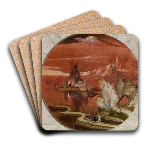 Lot and his Family Flee Sodom and Gomorrah by Joachim Patinir  Art Drink Coaster set Lot and his Family Flee Sodom and Gomorrah by Joachim Patinir  Art Drink Coaster set