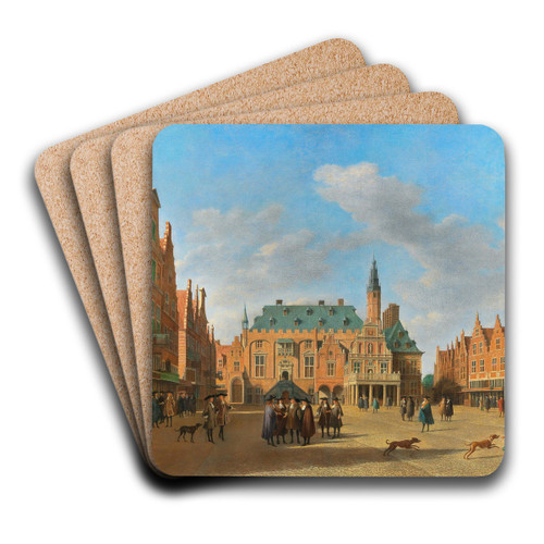 The Grote Markt in Haarlem with the Town Hall by Gerrit Adriaensz. Berckheyde Art Drink Coaster set