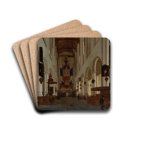 An interior of the Oude Kerk, Delft, looking west by Hendrick Cornelisz. van Vliet Drink Coasters - set of 4 An interior of the Oude Kerk, Delft, looking west by Hendrick Cornelisz. van Vliet Drink Coasters - set of 4