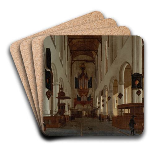 An interior of the Oude Kerk, Delft, looking west by Hendrick Cornelisz. van Vliet Art Drink Coaster set An interior of the Oude Kerk, Delft, looking west by Hendrick Cornelisz. van Vliet Art Drink Coaster set
