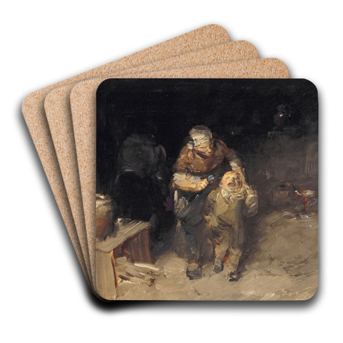 Small But Stubborn by Wilhelm Busch Art Drink Coaster set