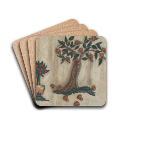 Embroidered Bed Hanging by Mildred E. Bent Drink Coasters - set of 4