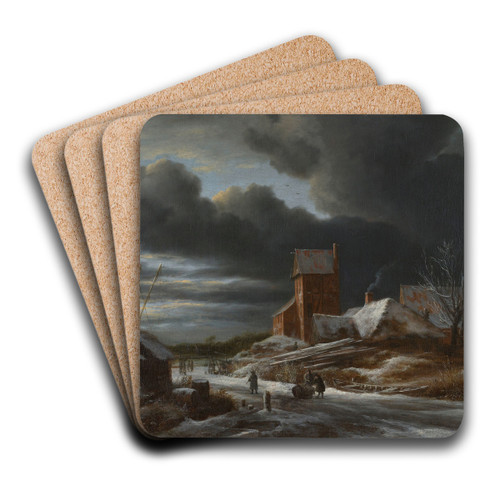 Winter Landscape by Jacob van Ruisdael Art Drink Coaster set