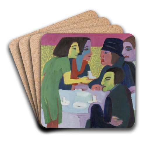 Scene at a Caf by Ernst Ludwig Kirchner Art Drink Coaster set