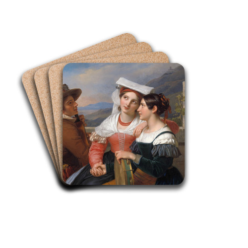 Of One Heart by Cornelis Kruseman Drink Coasters - set of 4 Of One Heart by Cornelis Kruseman Drink Coasters - set of 4