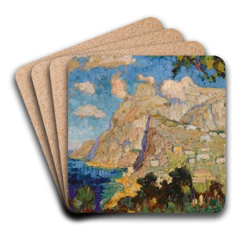 View Of Monte Solaro, Capri by Konstantin Ivanovich Gorbatov Art Drink Coaster set
