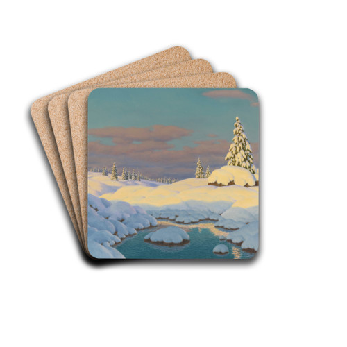 Winter Landscape by Ivan Fedorovich Choultse Drink Coasters - set of 4